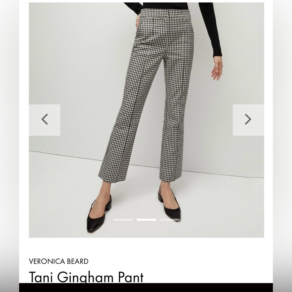Veronica Beard Black and Cream Gingham Tani Pants, size 6.